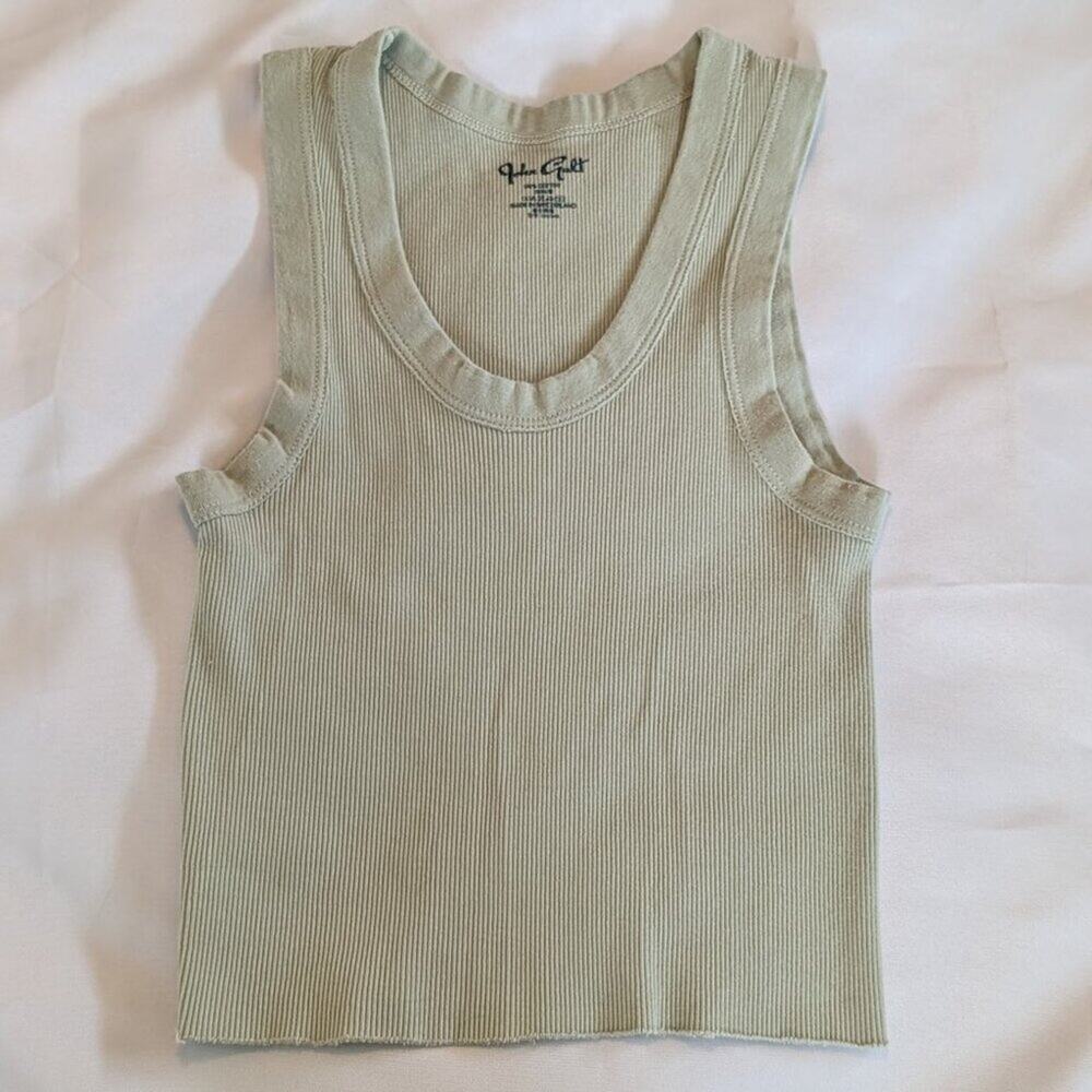 John Galt Cropped Tank Ribbed Light Sage Green